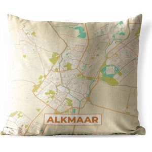 Tuinkussen - Kaart - Alkmaar - Vintage - 40x40 cm - Weerbestendig