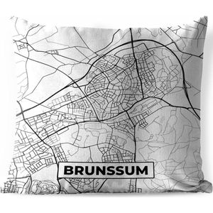 Tuinkussen - Kaart - Brunssum - Zwart - Wit - 40x40 cm - Weerbestendig