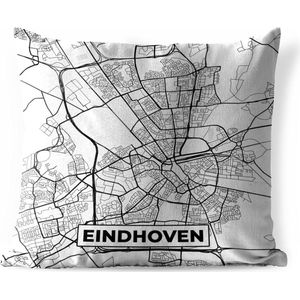 Tuinkussen - Kaart - Eindhoven - Zwart - Wit - 40x40 cm - Weerbestendig