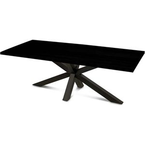 Haris Marseille Eiken Eettafel – Tafel Rechthoek 180x90 cm – Metalen Matrix poot 8x8 cm - Zwart