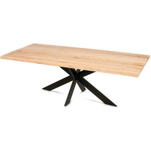 Haris Marseille Eiken Eettafel – Tafel Rechthoek 220x100 cm – Metalen Matrix poot 10x5 cm - Naturel