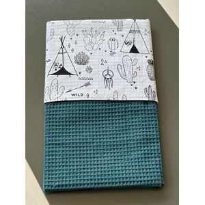 baby deken kinderwagen deken wieg deken petrol tipi tentjes 60 x 90 cm