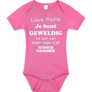 Baby rompertje met leuke tekst | Lieve mama je bent geweldig |zwangerschap aankondiging | cadeau papa mama opa oma oom tante | kraamcadeau | Maat 68 roze
