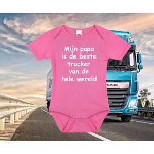 Rompertjes baby – mijn papa is de beste trucker van de wereld- baby kleding met tekst - kraamcadeau jongen meisje - maat 56