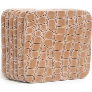 Onderzetters Leer Snake Beige/Zand Vierkant 6 Stuks |Coaster Queen