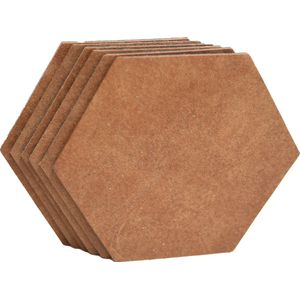 Coaster Queen - Onderzetters - Leer - Cognac - Zeshoek - 6 stuks