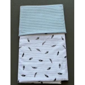 baby deken kinderwagen deken wieg deken baby blauw kleine veertjes 60 x 90 cm