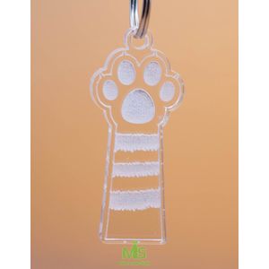 Houten Dieren Tag, Gepersonaliseerde hondenpenning, gepersonaliseerde kattenpenning, Custom Pet Naam Tag, Puppy/ kattenpenning/ poes/ kat pootje gestrept, helder plexiglas