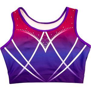 Sparkle&Dream Turntopje Joy Paars Blauw - Maat AXXL M/L - Gympakje voor Turnen, Acro, Trampoline en Gymnastiek