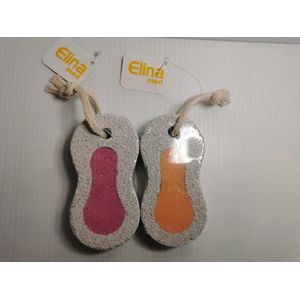 Set 2x Puimsteen  roze + oranje om eelt te verwijderen 9,5x5x2cm