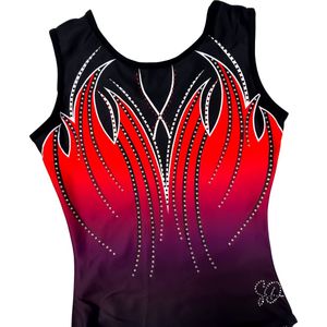 Sparkle&Dream Turnpakje Milou Paars Rood - Maat AXXL M/L - Gympakje voor Turnen, Acro, Trampoline en Gymnastiek