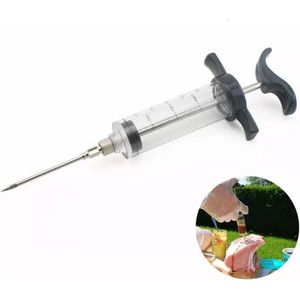 Marinade injectiespuit - ZWART - Marinade injector - Garneerspuit Injectiespuit voor vlees en BBQ - Met RVS naald - 30ML