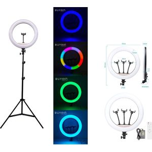 Ringlamp Groot - 45 cm - Inclusief Statief - 2 Telefoonhouders