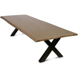 Haris Milaan EikenEettafel – Tafel Rechthoek 160x90 cm – X poot 8x8 cm - Brons