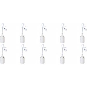 Verhuisfitting 10 Stuks - E27 Fitting/Houder - Kunststof Wit 15cm Draad