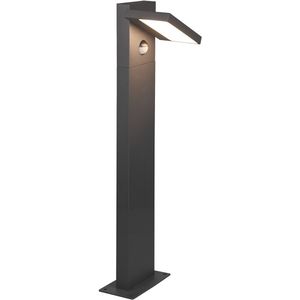 LED Tuinverlichting met Bewegingssensor - Staande Buitenlamp - Trion Ihson - 8W - Warm Wit 3000K - Draaibaar - Rechthoek - Mat Antraciet - Aluminium