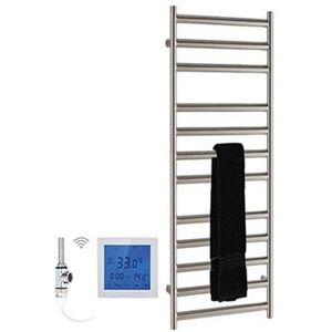 SSI Design Athena elektrische radiator met witte digitale thermostaat RVS geborsteld 120x60cm 600W