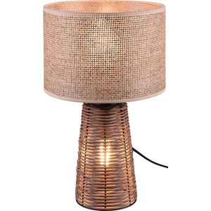 LED Tafellamp - Tafelverlichting - Trion Strado - E27 Fitting - Rond - Mat Bruin - Hout