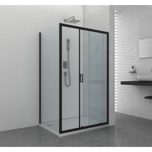 Saniclear Elite Black douchecabine 100x80 met softclose schuifdeur en zwarte profielen