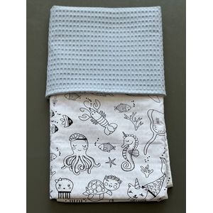 baby deken kinderwagen deken wieg deken baby blauw zee leven 60 x 90 cm