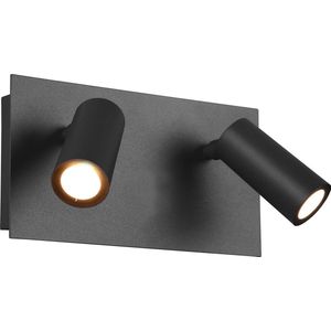 LED Tuinverlichting - Wandlamp Buitenlamp - Torna Sonei - 6W - Warm Wit 3000K - 2-lichts - Rechthoek - Mat Antraciet - Aluminium