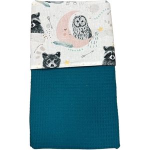 baby deken kinderwagen deken wieg deken petrol beertje uiltje 60 x 90 cm