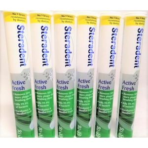 Steradent Kunstgebit reinigingstabletten - Active Fresh - Voordeelverpakking 6 x 30 Stuks