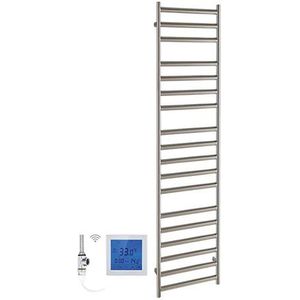 SSI Design Athena elektrische radiator met witte digitale thermostaat RVS geborsteld 140x60cm 600W