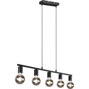 LED Hanglamp - Torna Zuncka - E27 Fitting - 5-lichts - Rechthoek - Mat Zwart - Aluminium