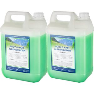 Body & Hair Alpenkruiden - 5 Liter - set van 2 stuks - 2 in 1 voor lichaam en haar.