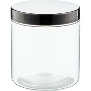 Lege plastic Potje 250 ml PET transparant - met zwarte deksel - set van 10 stuks - leeg - navulbaar