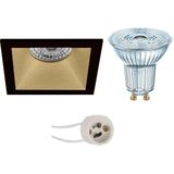 LEDVANCE - Parathom PAR16 940 36D - LED Spot Set - Dimbaar - Inbouw Vierkant - Mat Zwart/Goud - 3.4W - Natuurlijk Wit 4000K
