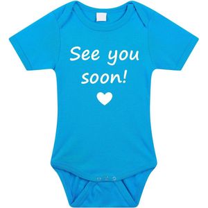 Baby rompertje met leuke tekst | See you soon! |zwangerschap aankondiging | cadeau papa mama opa oma oom tante | kraamcadeau | maat 68 blauw