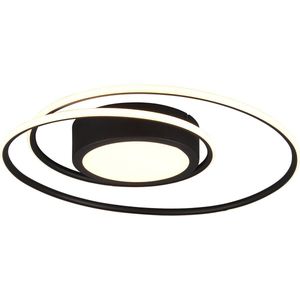 LED Plafondlamp - Plafondverlichting - Trion Yivon - 56W - Aanpasbare Kleur - Afstandsbediening - Dimbaar - Rond - Mat Zwart - Aluminium