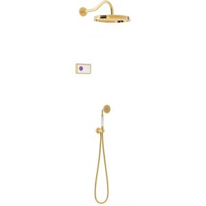 Tres Shower Technology Clasic elektronische inbouwthermostaat met regendouche en handdouche wandmontage goud