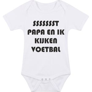 Rompertjes baby - papa en ik kijken voetbal samen - baby kleding met tekst - kraamcadeau jongen - maat 56 wit
