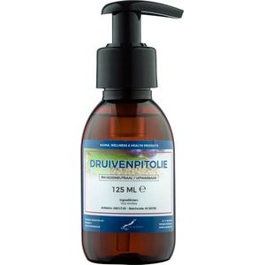 Druivenpitolie 125 ml met pomp - 100% Natuurlijk - biologisch en koudgeperst - grapeseed oil