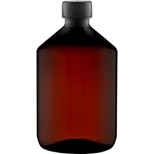 Lege Plastic Fles 500 ml PET amber - met zwarte dop - set van 10 stuks - Navulbaar - Leeg
