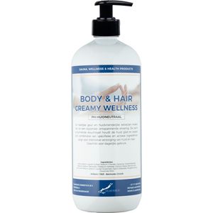 Body & Hair Creamy Wellness - 1 liter met pomp - 2 in 1 voor lichaam en haar.