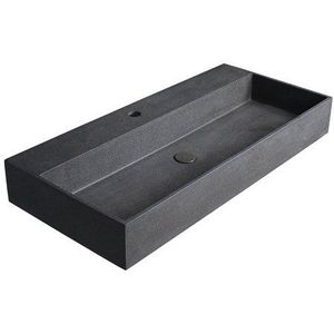Sapho Quadrado betonnen wastafel 96x44cm zwart graniet
