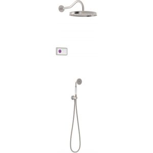 Tres Shower Technology Clasic elektronische inbouwthermostaat met regendouche en handdouche wandmontage geborsteld staal