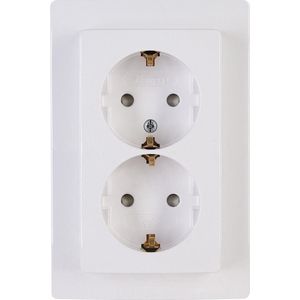 KOPP - Wandcontactdoos - Paris - Inbouw - 1-voudig Dubbel Stopcontact - Randaarde - Kinderbeveiliging - Arctic Glans Wit