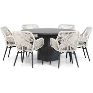 Lifestyle Garden Furniture Advance/Graniet 140 cm rond dining tuinset 7-delig