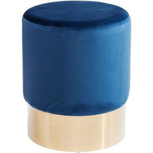 Hocker stof blauw Messing Ø35cm