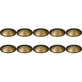 Spot - Pragmi Pollon Pro - Inbouwspot - Rond - Zwart/Goud - Aluminium - 10 Pack