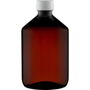 Lege Plastic Fles 500 ml PET Amber bruin - met witte dop - set van 10 stuks - Navulbaar - Leeg