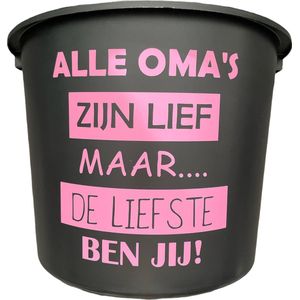 Cadeau emmer - Alle Oma's zijn lief - 12 liter - zwart - cadeau - geschenk - gift - kado - surprise - moederdag