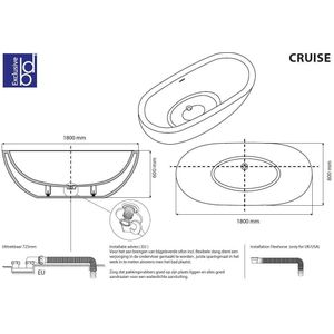 Best Design Cruise solid surface vrijstaand bad 180x80x60cm mat wit