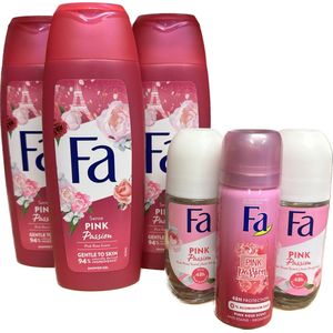 FA Pink Passion Pakket - Douchegel / Deo Roller / Deo Spray