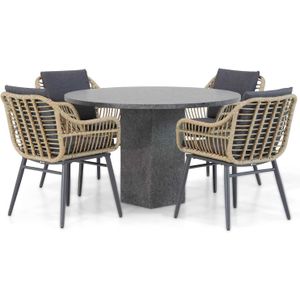 Coco Leonardo/Graniet 120 cm rond dining tuinset 5-delig